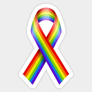 Rainbow flag ribbon LGBTQ gay rights equality Sticker